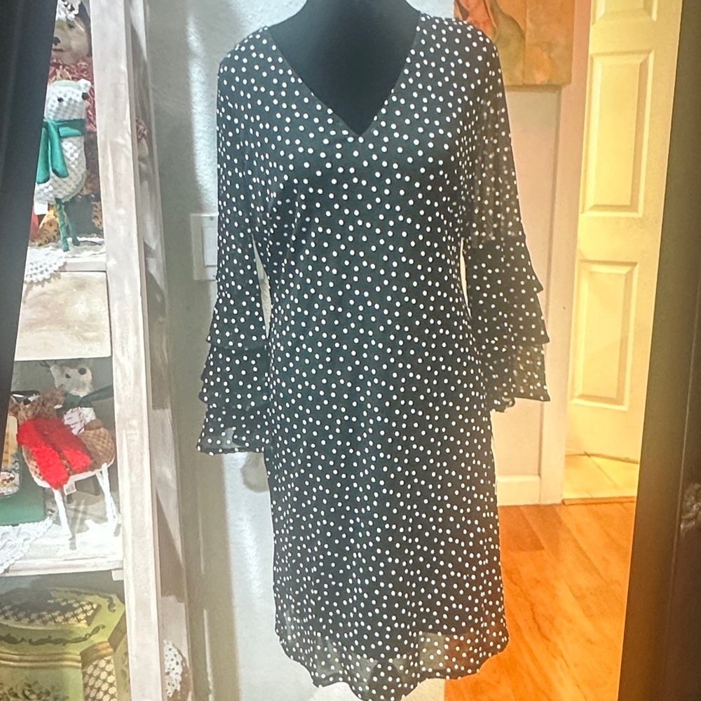 INC Black and White Polka Dot Dress